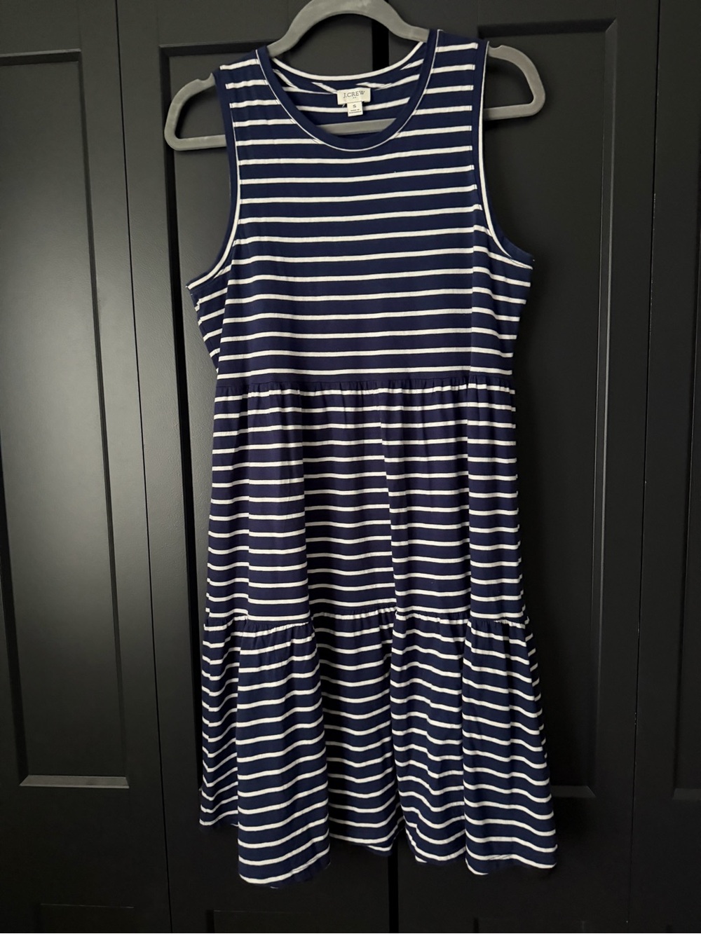J Crew cotton dress, size S. Tiered, striped tank style